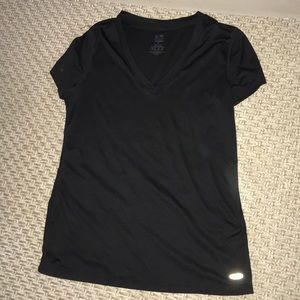 Black v-neck athletic shirt